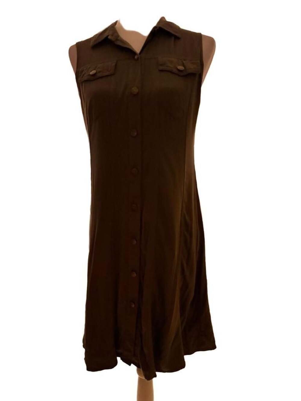 Calvin Klein Sleeveless Utility Shirt Dress Army Green